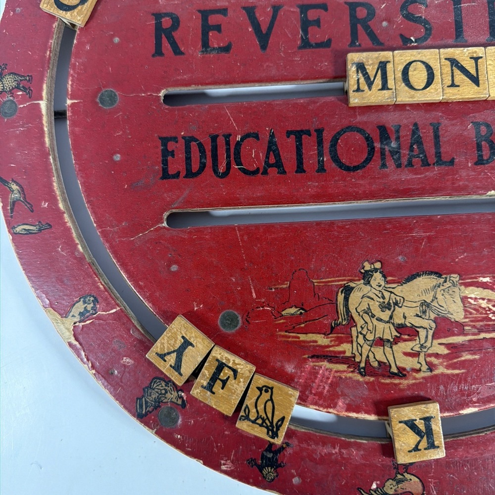 Antique Wooden Reversible Math Learning Board Primitive Classroom Teaching Toy - Picture 4 of 10
